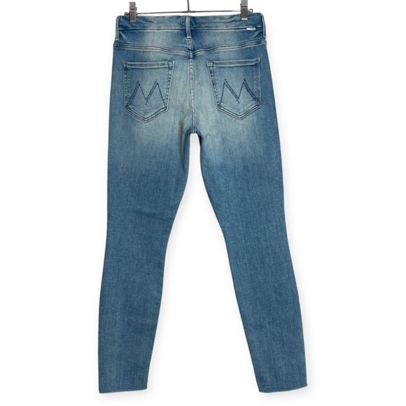 Mother High Waisted Looker Ankle Fray Jeans 29 Au Revoir Light Blue Soft Stretch - Picture 4 of 15